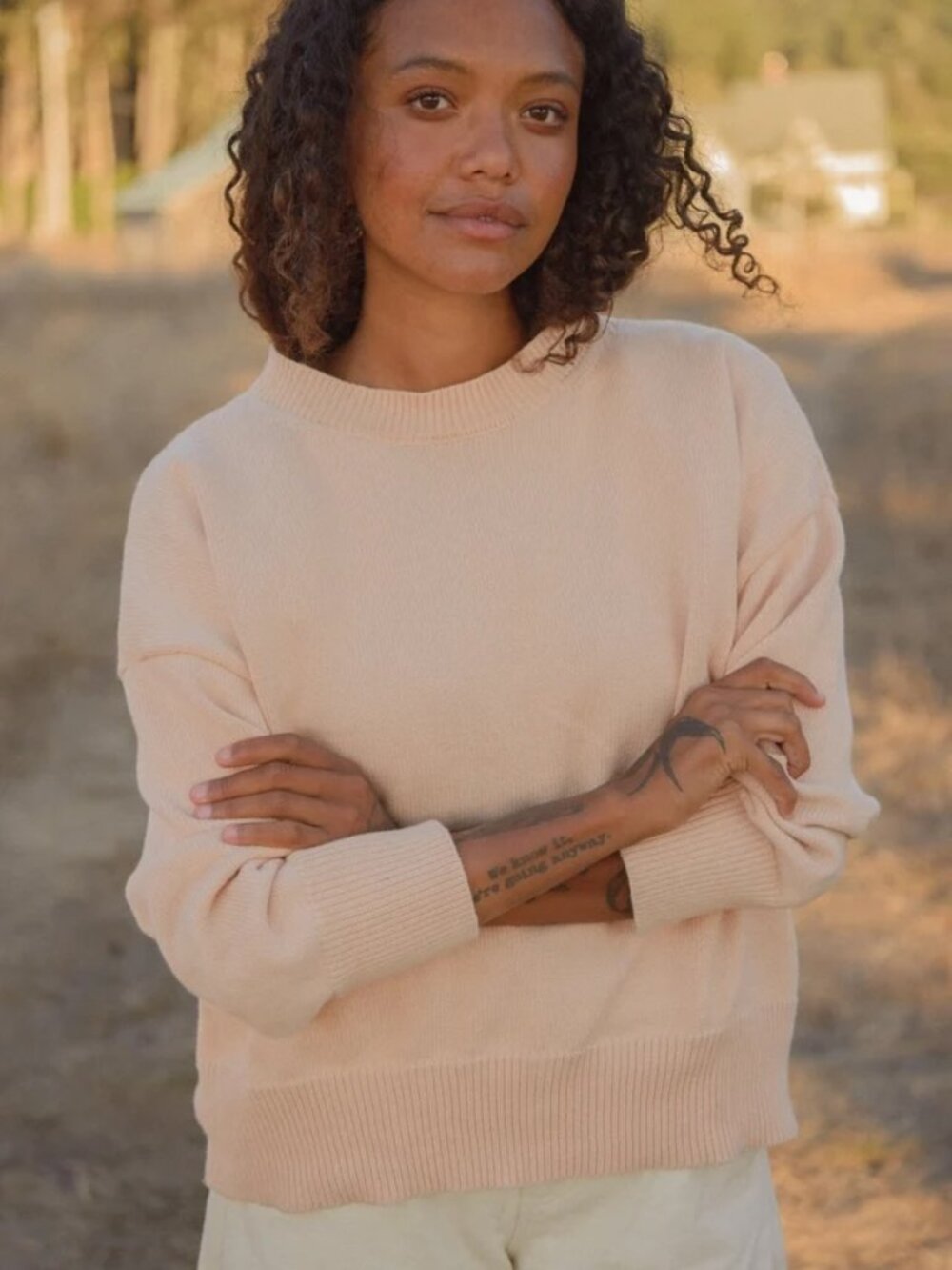 Sonderhaus Cotton Gwendolyn Sweater in Blush - Small